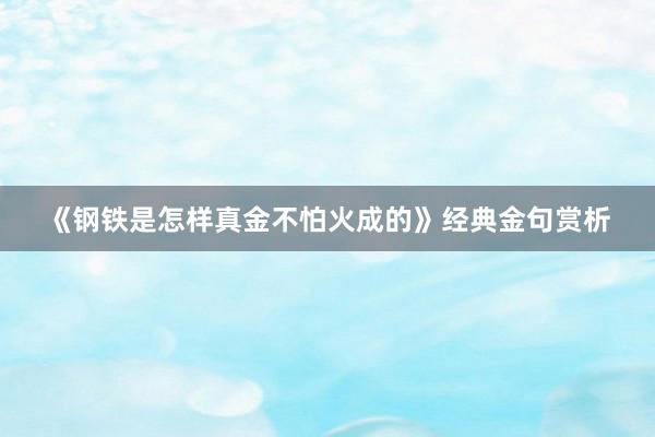 《钢铁是怎样真金不怕火成的》经典金句赏析